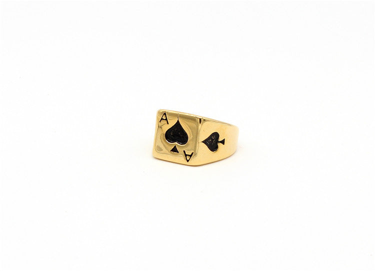 Men's Titanium Steel Spades Playing Card Ring - Wholesale Fashion Jewelry from International Trade