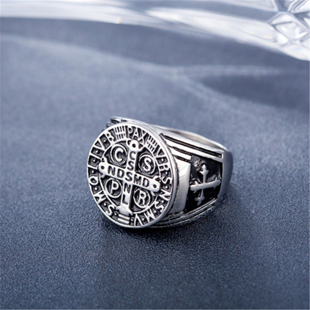 Exorcism Cross Titanium Steel Ring for Men