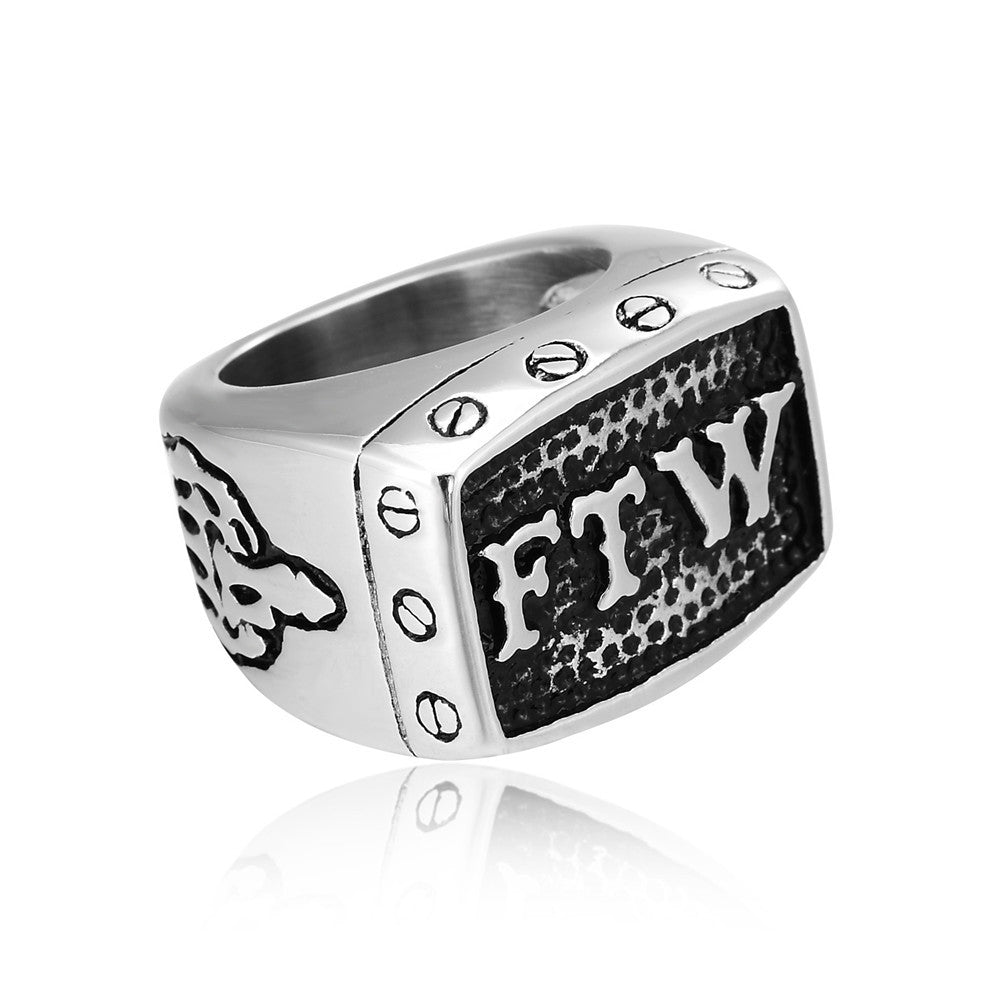 Cool Exaggerated Titanium Steel Ring for Men, European and American Style