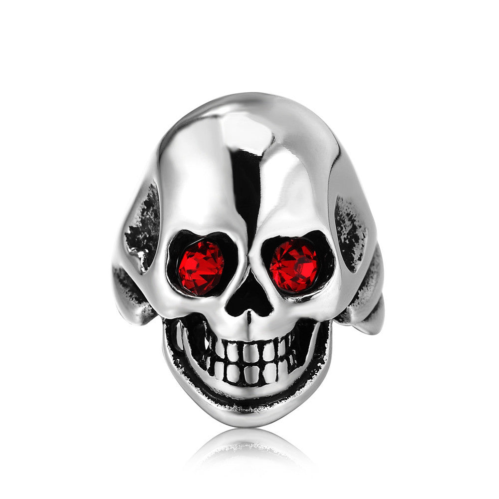 Halloween Skull Zircon Titanium Steel Ring for Men