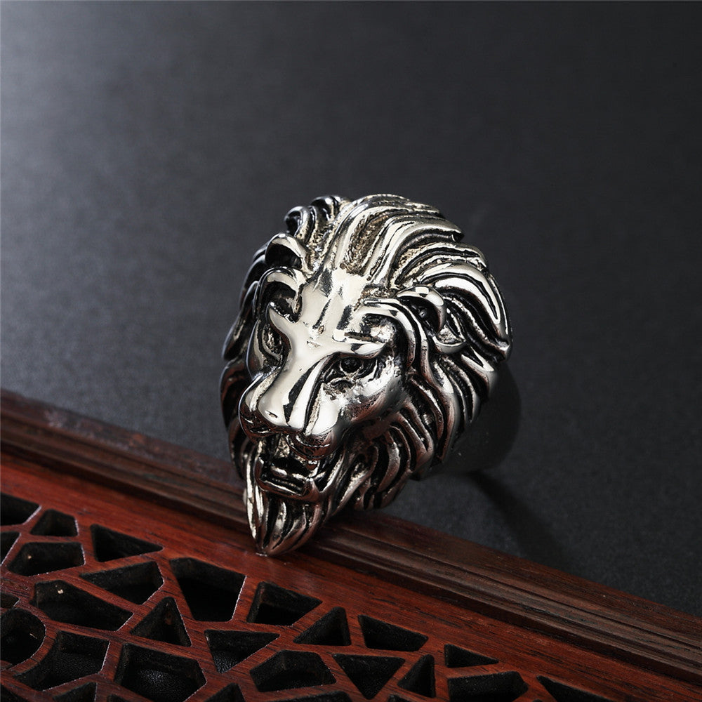 Lion Head Titanium Steel Ring for Men