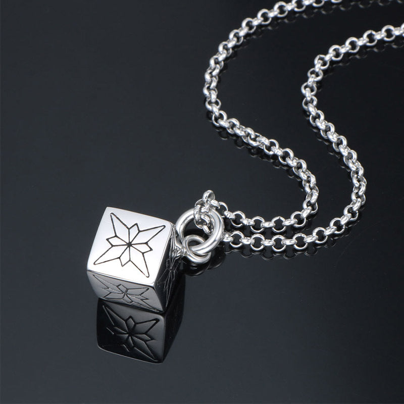 Men's 3D Titanium Steel Star Flower Pendant Necklace with Fashion Leather Jacket Design