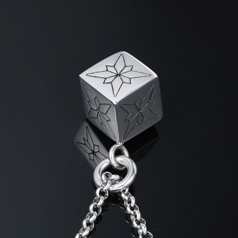 Men's 3D Titanium Steel Star Flower Pendant Necklace with Fashion Leather Jacket Design