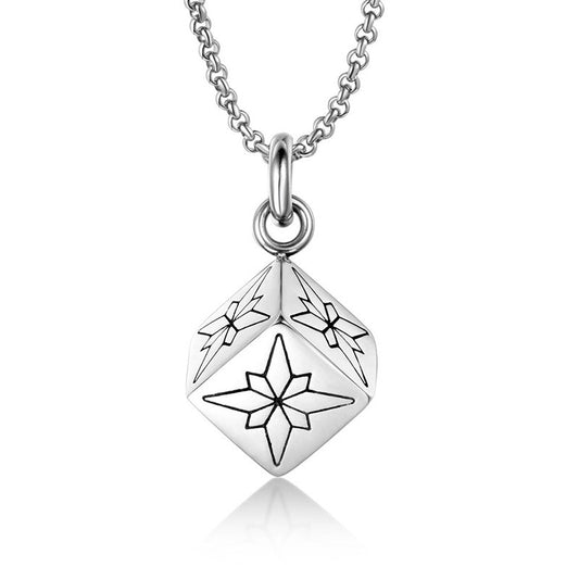 Men's 3D Titanium Steel Star Flower Pendant Necklace with Fashion Leather Jacket Design