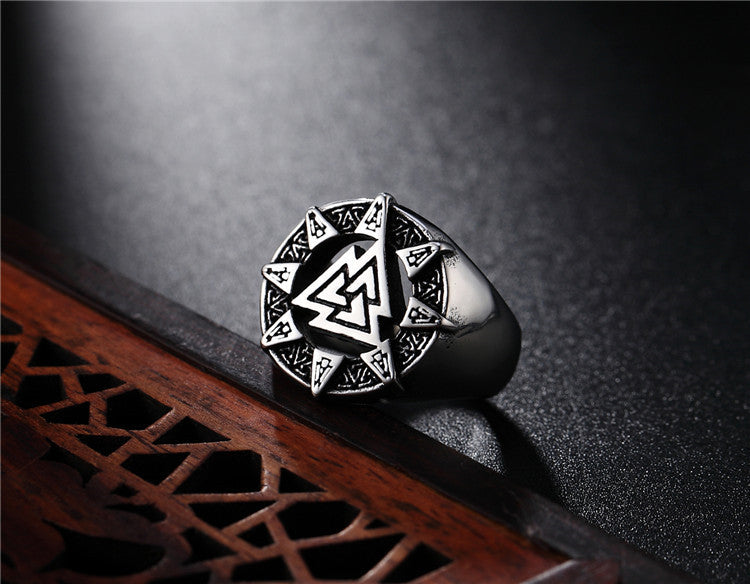 Norse Triangle Symbol Men's Titanium Steel Ring - Wholesale Foreign Trade Jewelry