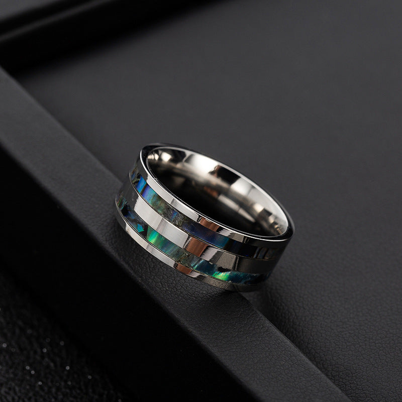 Abalone Shell Titanium Steel Men's Ring - Everyday Genie Collection