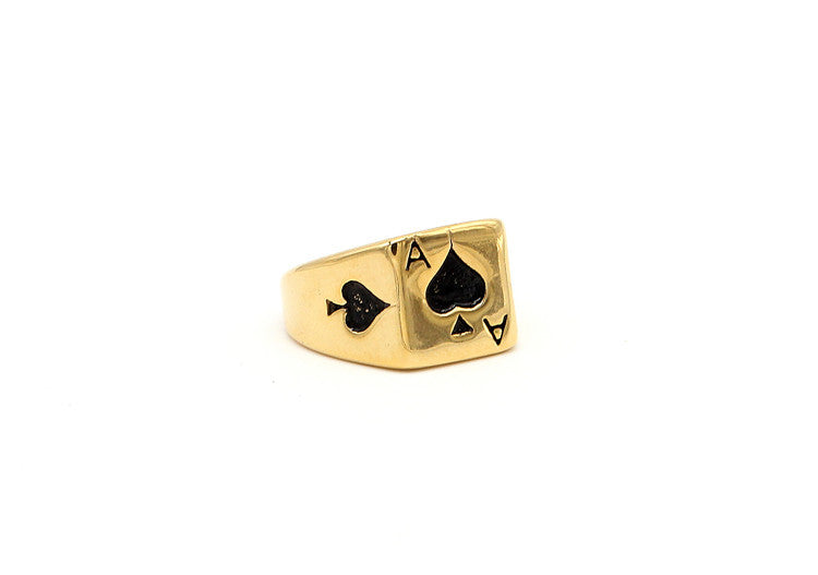 Men's Titanium Steel Spades Playing Card Ring - Wholesale Fashion Jewelry from International Trade