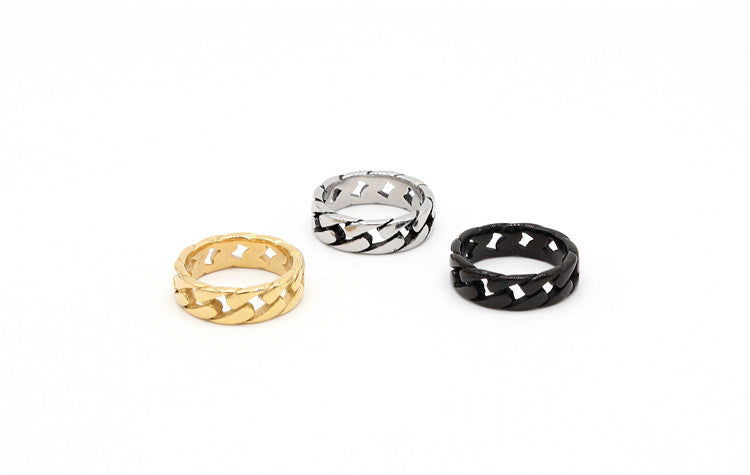 Retro Style Men's Titanium Steel Car Chain Ring