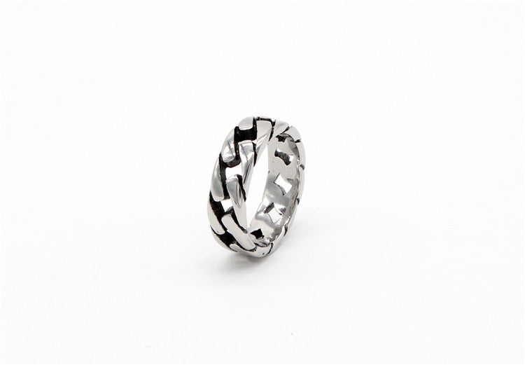 Retro Style Men's Titanium Steel Car Chain Ring