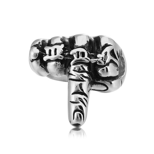 Europe and America Wholesale Personalized Middle Finger Men's Titanium Steel Ring