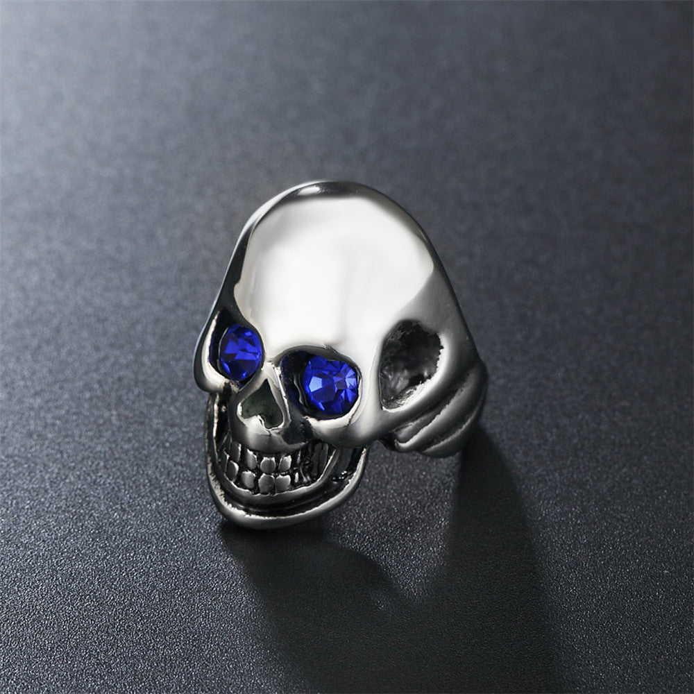 Halloween Skull Zircon Titanium Steel Ring for Men