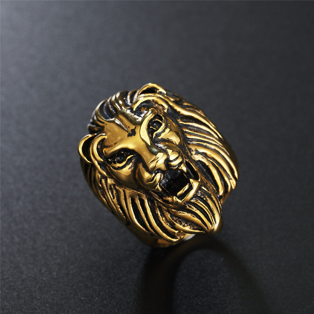 Lion Head Titanium Steel Ring for Men