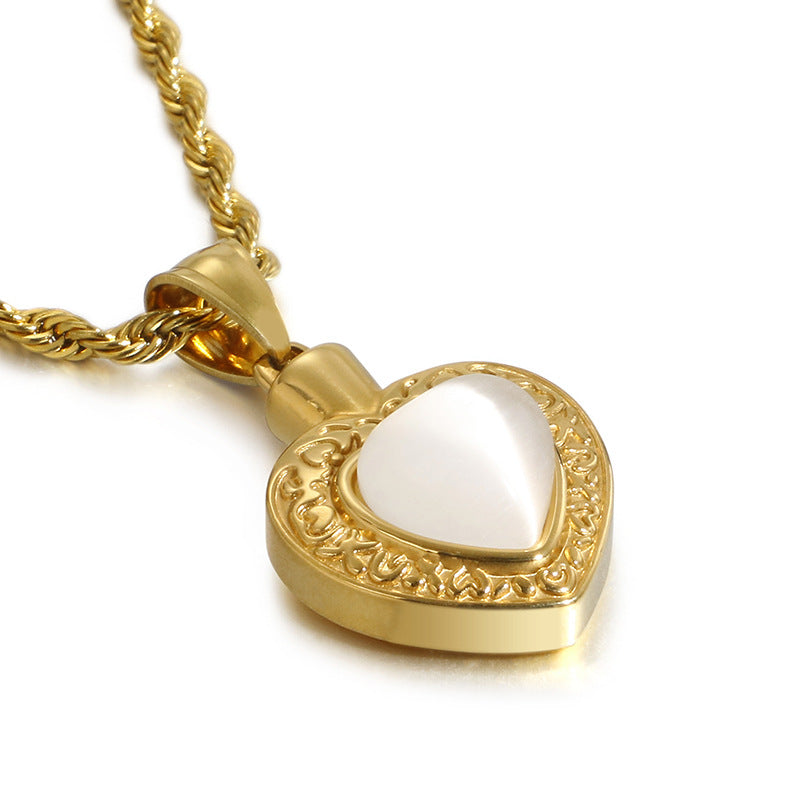 Heart-Shaped Gold-Plated Zircon Pendant Jewelry for Women in Stainless Steel