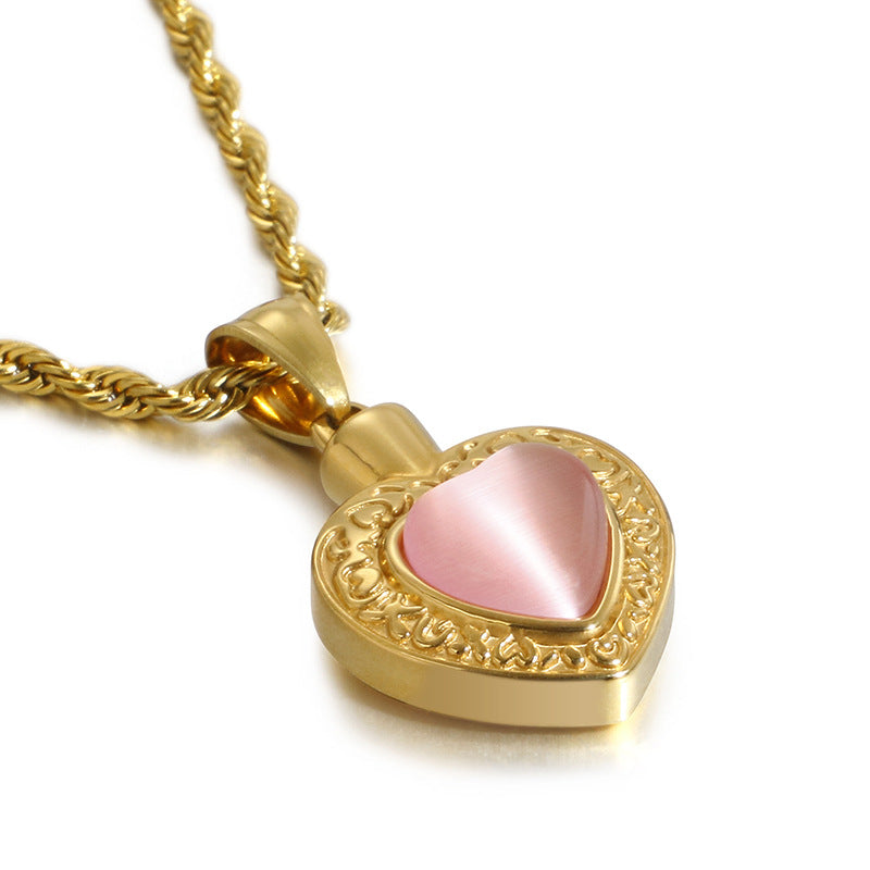 Heart-Shaped Gold-Plated Zircon Pendant Jewelry for Women in Stainless Steel