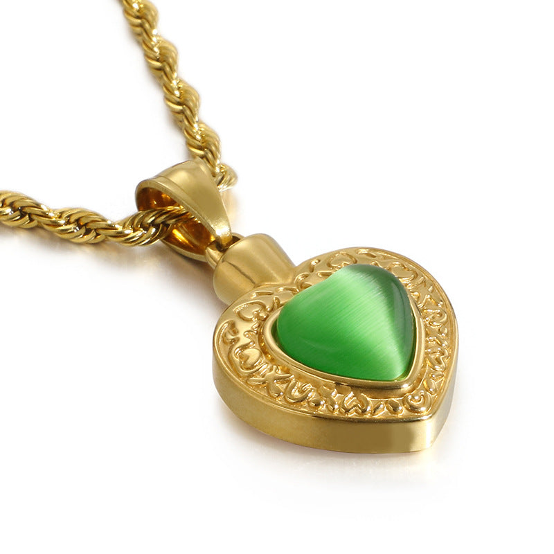 Heart-Shaped Gold-Plated Zircon Pendant Jewelry for Women in Stainless Steel