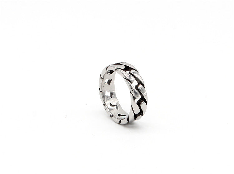 Retro Style Men's Titanium Steel Car Chain Ring