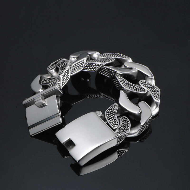 Men's Thick Titanium Steel Fashion Bracelet with Spotty Smooth Surface