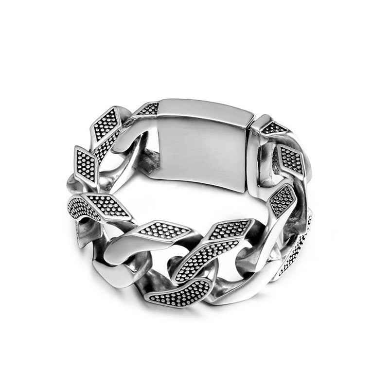 Men's Thick Titanium Steel Fashion Bracelet with Spotty Smooth Surface