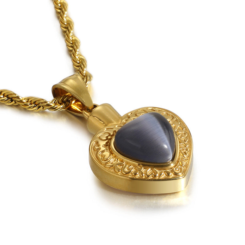 Heart-Shaped Gold-Plated Zircon Pendant Jewelry for Women in Stainless Steel