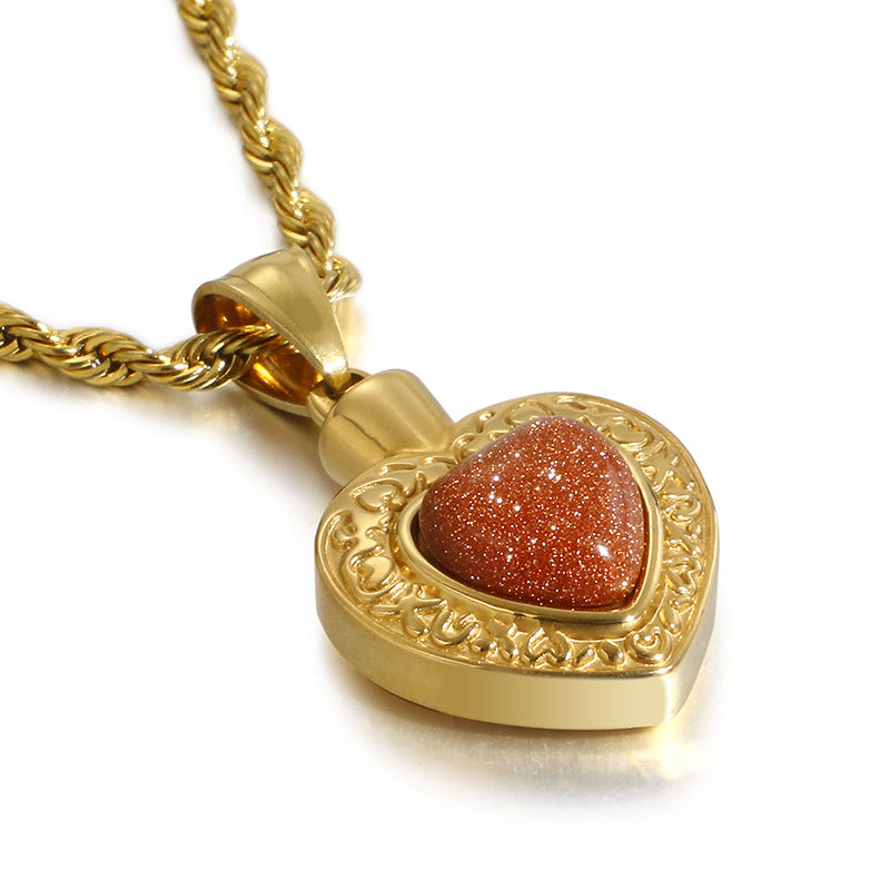 Heart-Shaped Gold-Plated Zircon Pendant Jewelry for Women in Stainless Steel