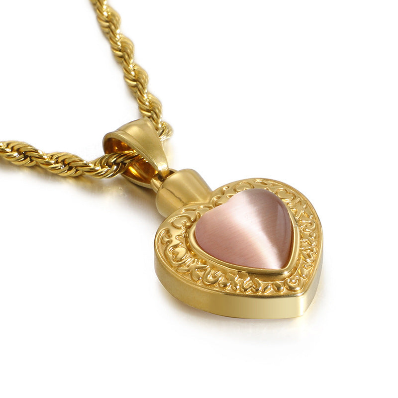 Heart-Shaped Gold-Plated Zircon Pendant Jewelry for Women in Stainless Steel