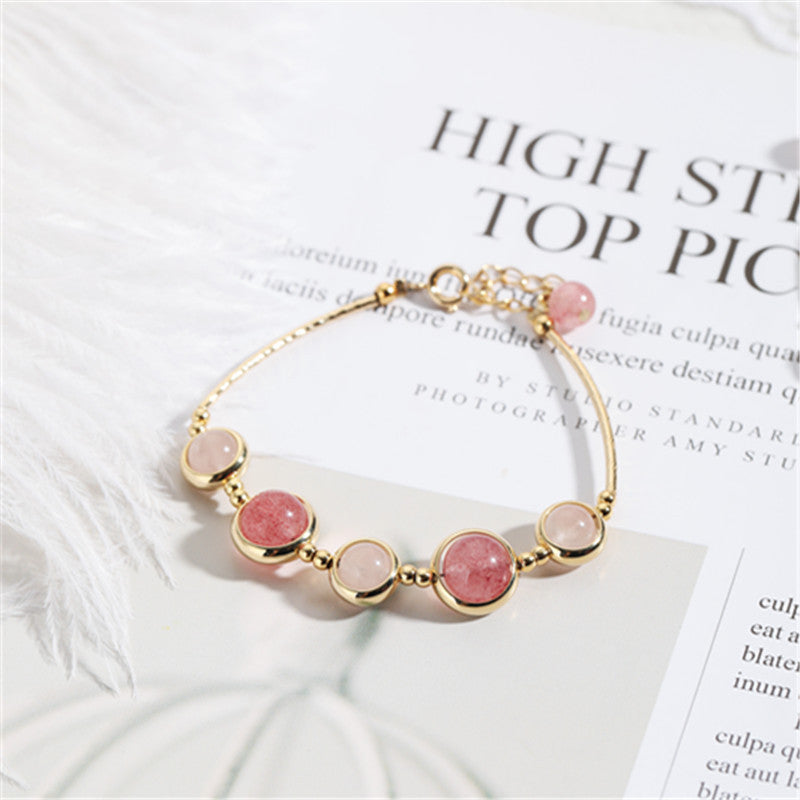 Peach Blossom Crystal Bracelet with 14k Gold Plating