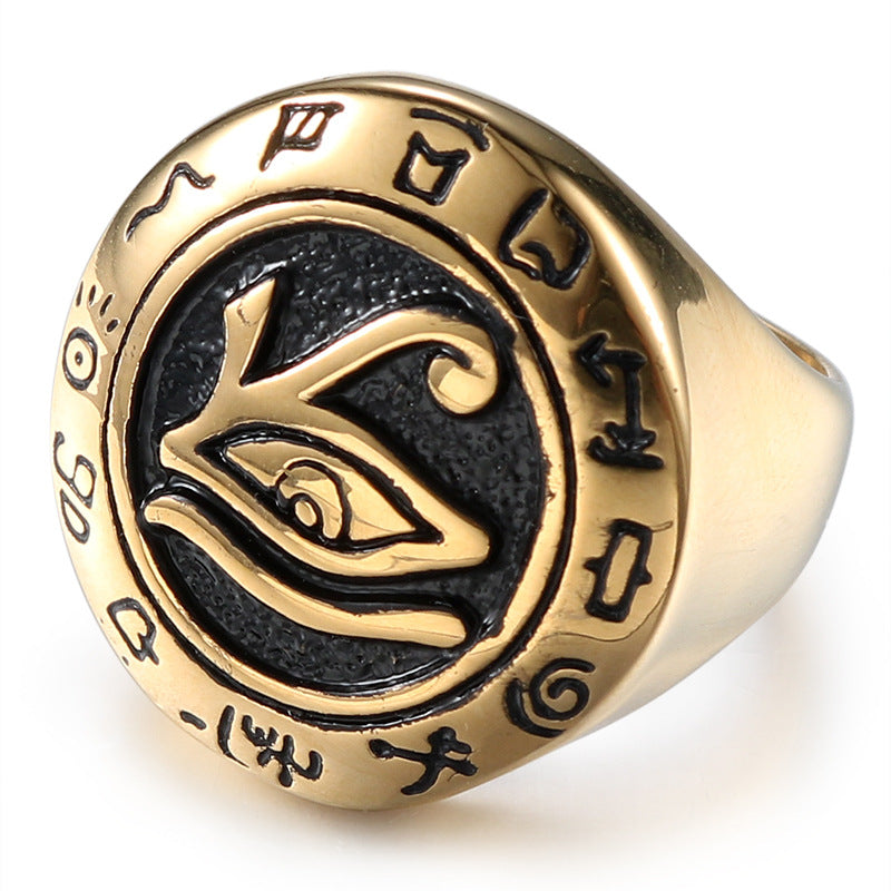 Stylish Eye of Horus Stainless Steel Ring for Men - Personalized Retro Fashion Accessory