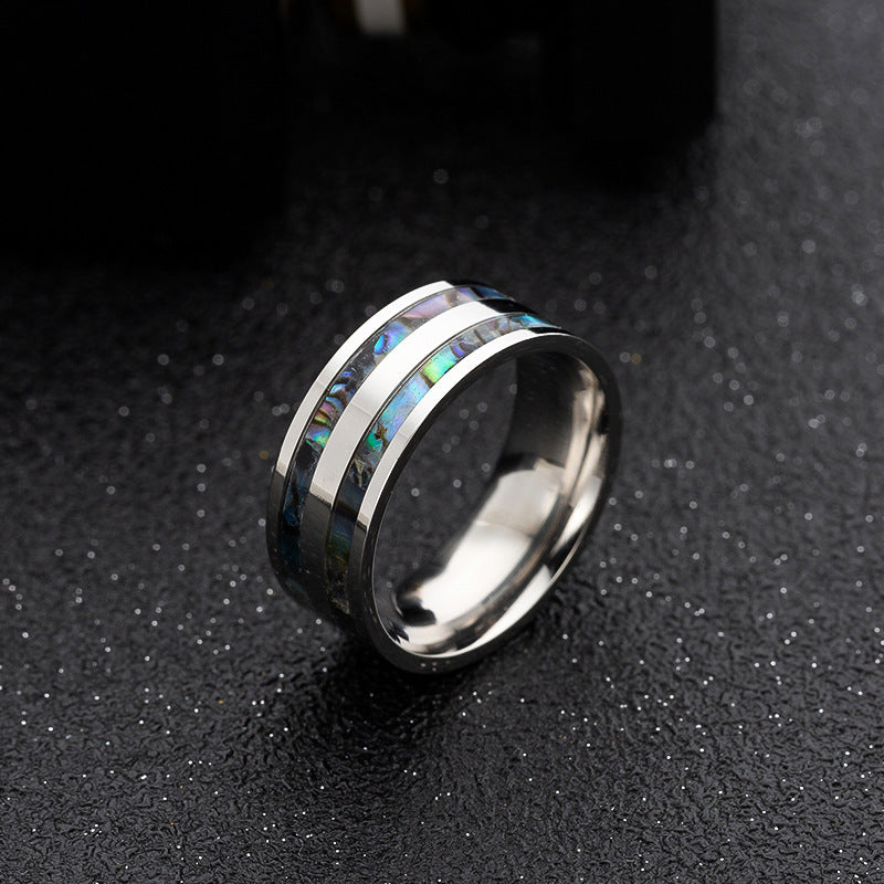 Abalone Shell Titanium Steel Men's Ring - Everyday Genie Collection