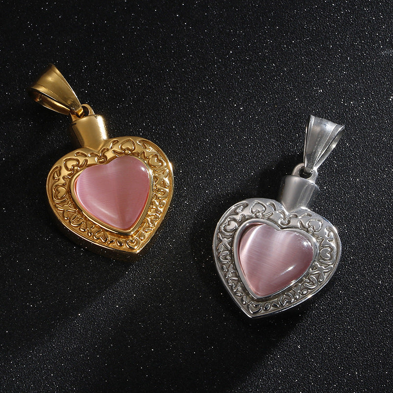 Heart-Shaped Gold-Plated Zircon Pendant Jewelry for Women in Stainless Steel