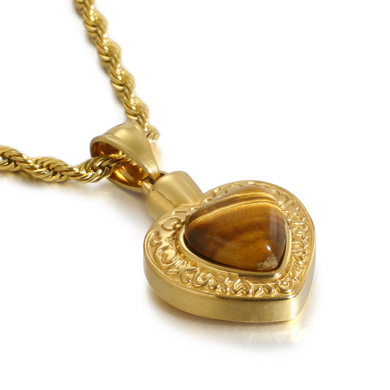 Heart-Shaped Gold-Plated Zircon Pendant Jewelry for Women in Stainless Steel