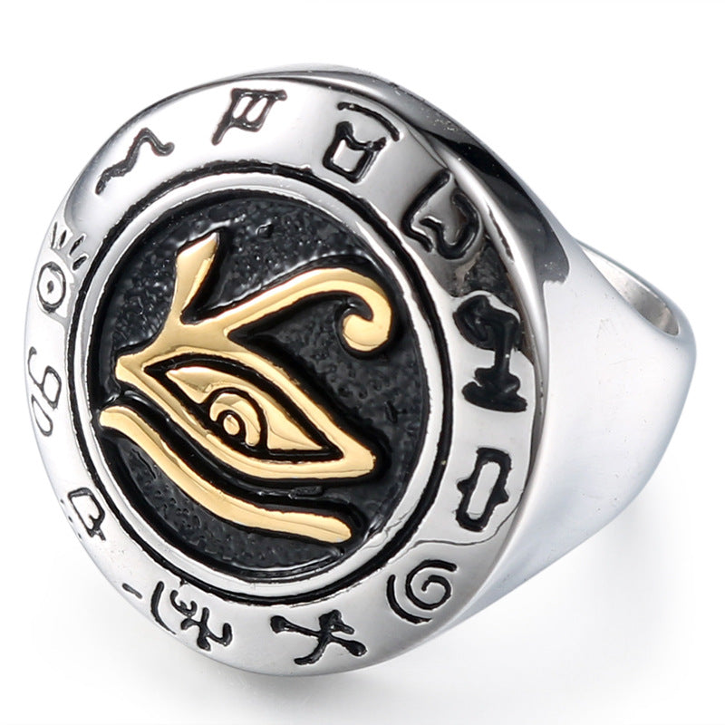 Stylish Eye of Horus Stainless Steel Ring for Men - Personalized Retro Fashion Accessory