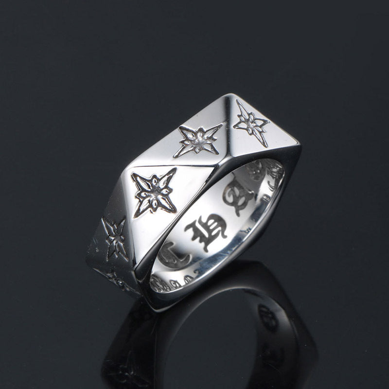 Stylish Punk Titanium Steel Rice Flower Ring for Trendy Men and Women