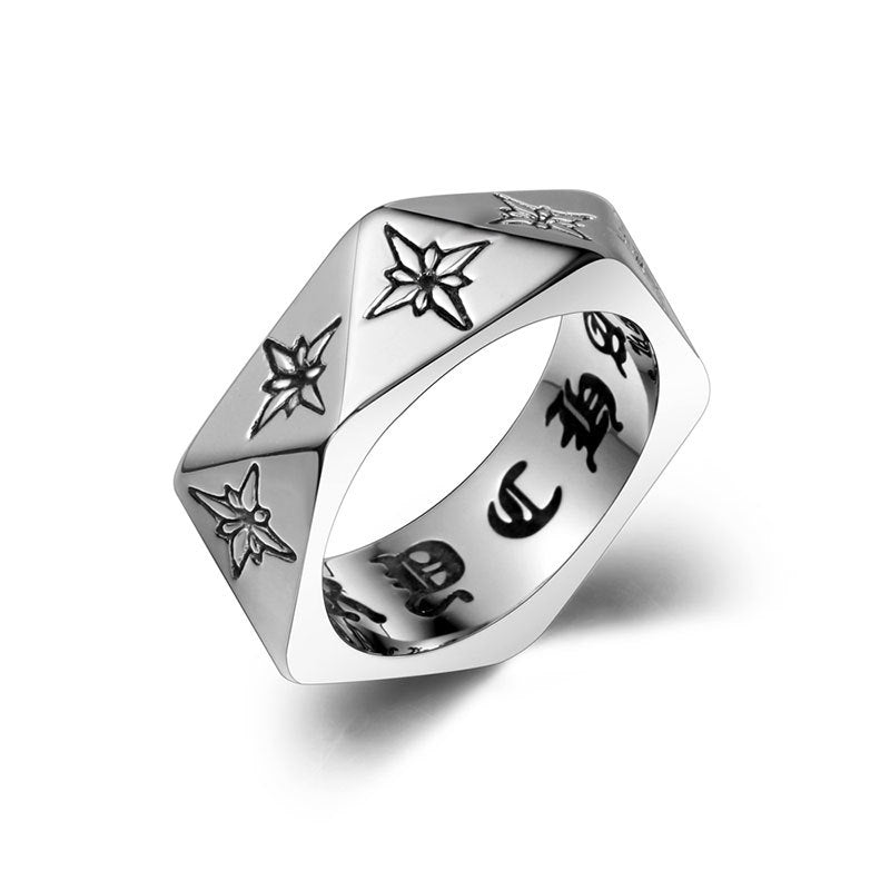 Stylish Punk Titanium Steel Rice Flower Ring for Trendy Men and Women