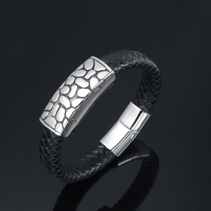 Trendy Couples' Woven Titanium Steel Bracelet - Bold Punk Jewelry for Men