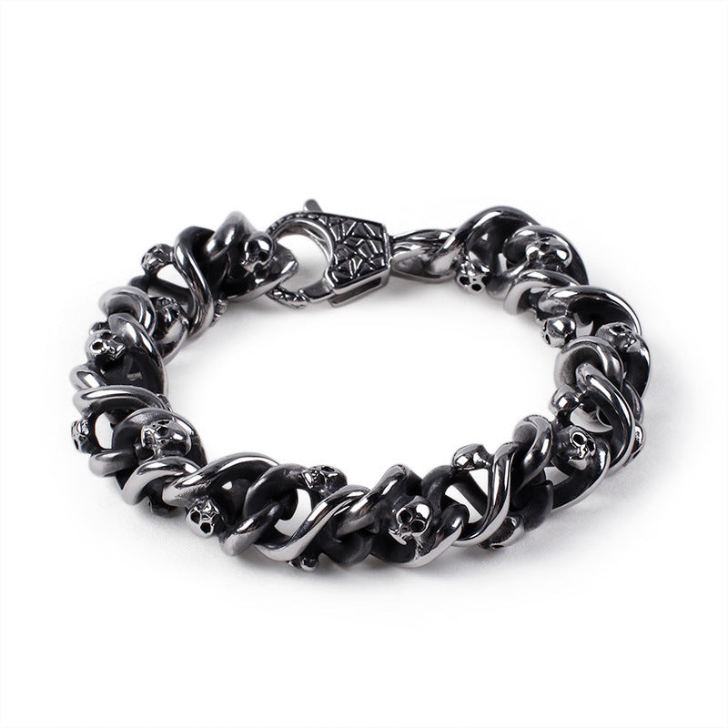 Trendy Punk Men's Skull Bracelet - Domineering Stainless Steel Hand Jewelry