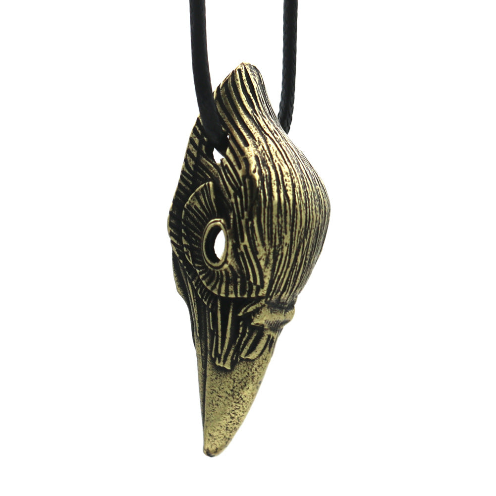 Viking Crow Head Pendant Black Bird Men's Necklace from Norse Legacy Collection