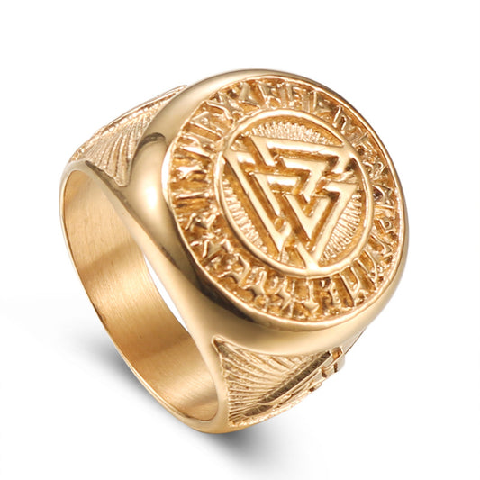 Viking Valknut Symbol Ring for Men - Stylish Celtic Knot Design in Titanium Steel