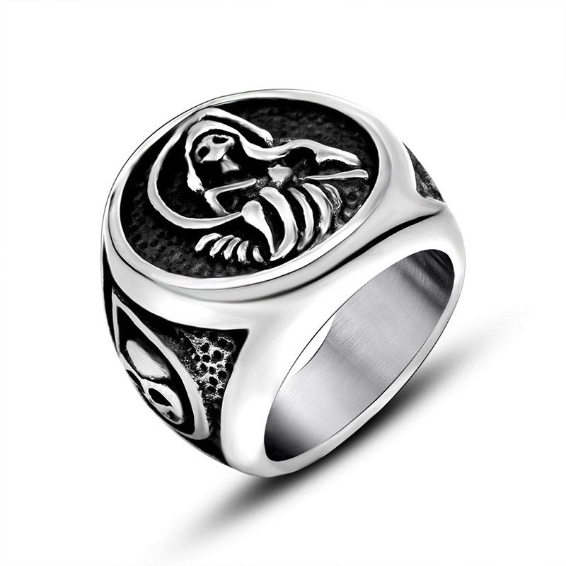 Men's Retro Skull Ring in Titanium Steel - European and American Film-Inspired Fashion Accessory