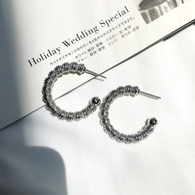 Fashionable C-Shaped Earrings in Metal Alloy - Vienna Verve Collection