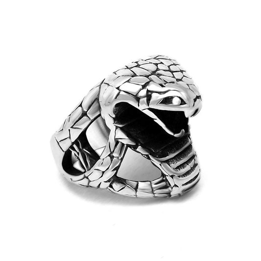 Trendy Men's Titanium Steel Snake Ring - Kobe Mamba Cross-Border Jewelry