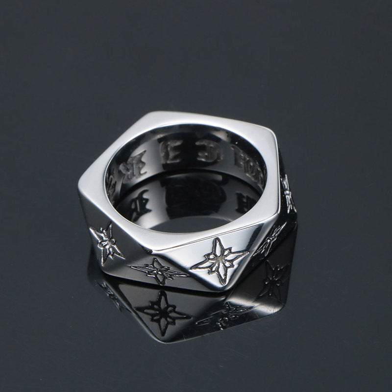 Stylish Punk Titanium Steel Rice Flower Ring for Trendy Men and Women