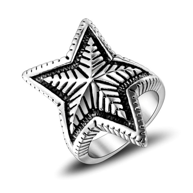 Retro Five-Pointed Star Index Finger Ring for Men – Japanese and Korean Hipster Fashion Jewelry