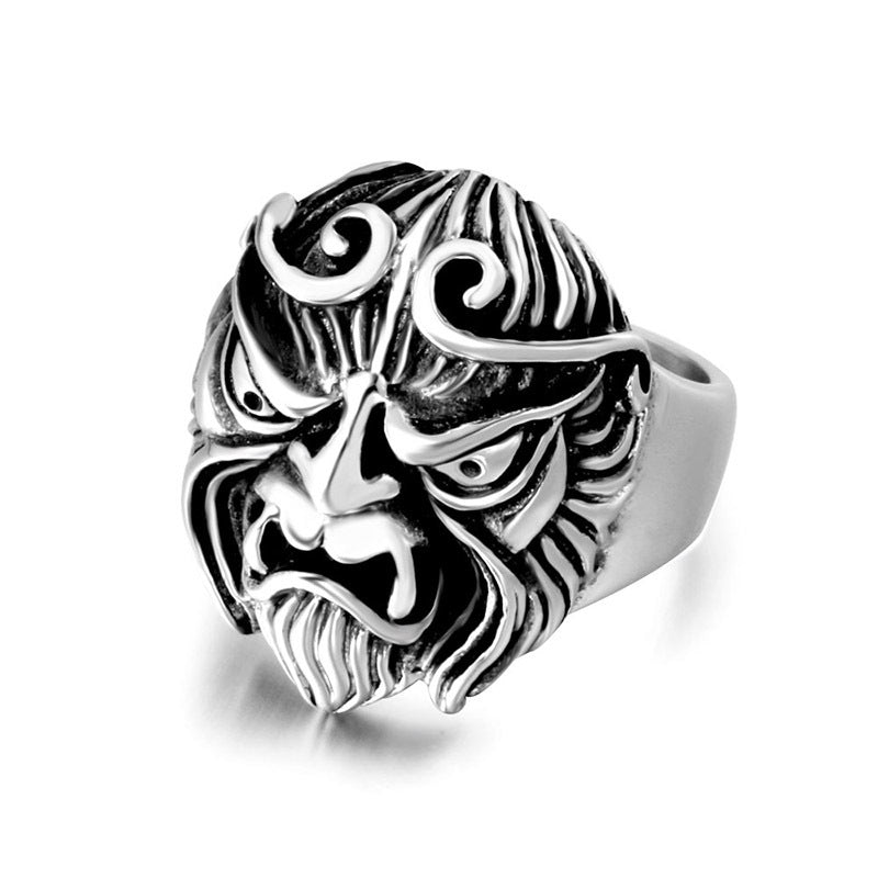 Titanium Steel Sun Wukong Ring - Year of the Monkey Zodiac Design for Men