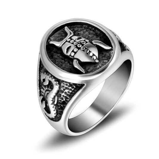 Men's Retro Beetle Pattern Titanium Steel Ring - Personalized Trendy Jewelry from Planderful