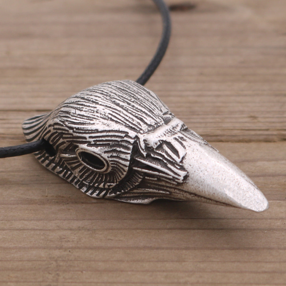 Viking Crow Head Pendant Black Bird Men's Necklace from Norse Legacy Collection