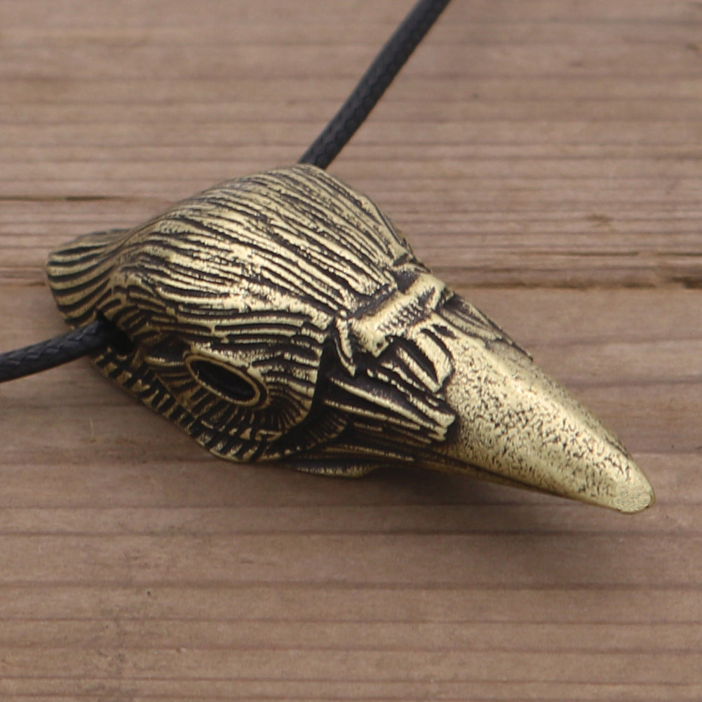 Viking Crow Head Pendant Black Bird Men's Necklace from Norse Legacy Collection