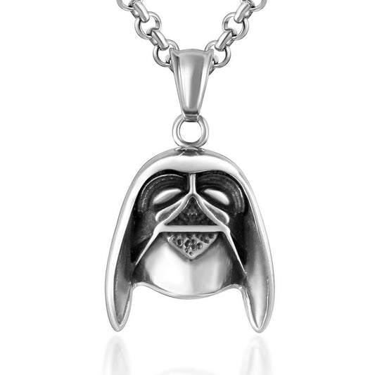 Titanium Steel Retro Batman Helmet Pendant Necklace for Men - Unique Personal Style