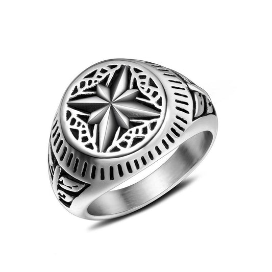 Stylish Men's Titanium Steel Ring with Unique Rice Flower Design - Personalized Couple Jewelry