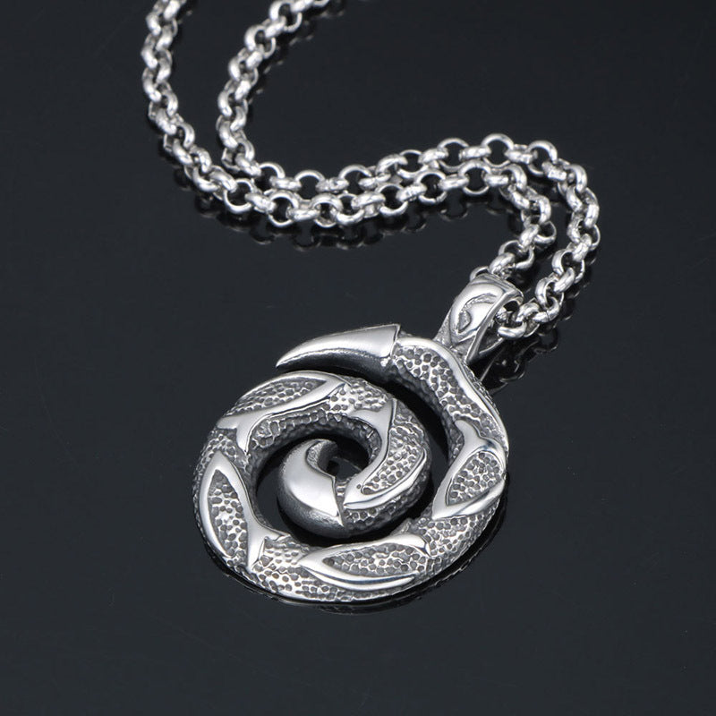 Titanium Steel Spiral Pendant Necklace for Men - Trendy Punk Horns Design