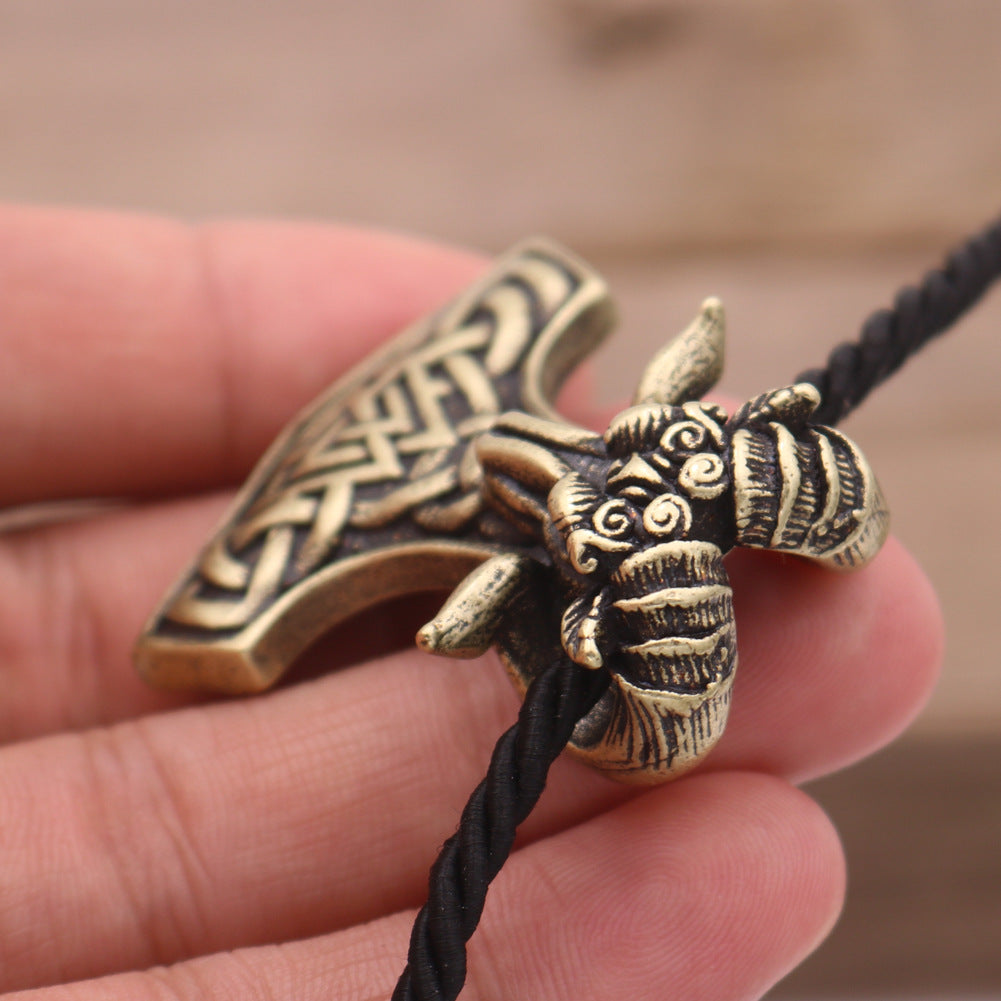 Viking Sheep Head Necklace with Norse Legacy Design for Men - Metal Pendant